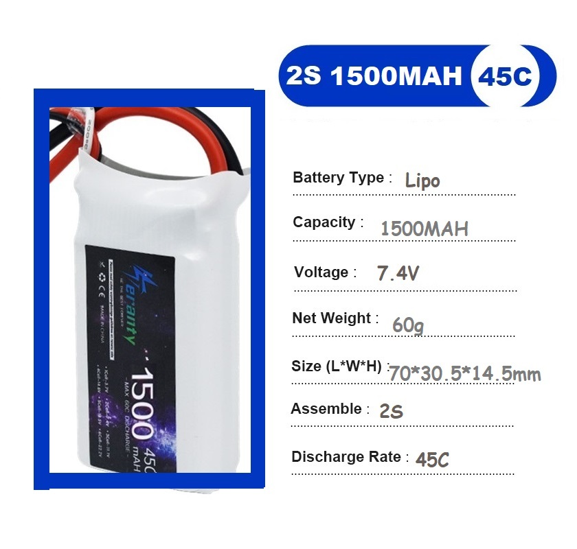 2PCS 7.4V Lipo 2S Battery 1500 - Drone Rc Leading ulasan dan harga